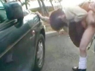 Fucking in the Car Park after School - Nippon Teacher and Student's Wild Romp!